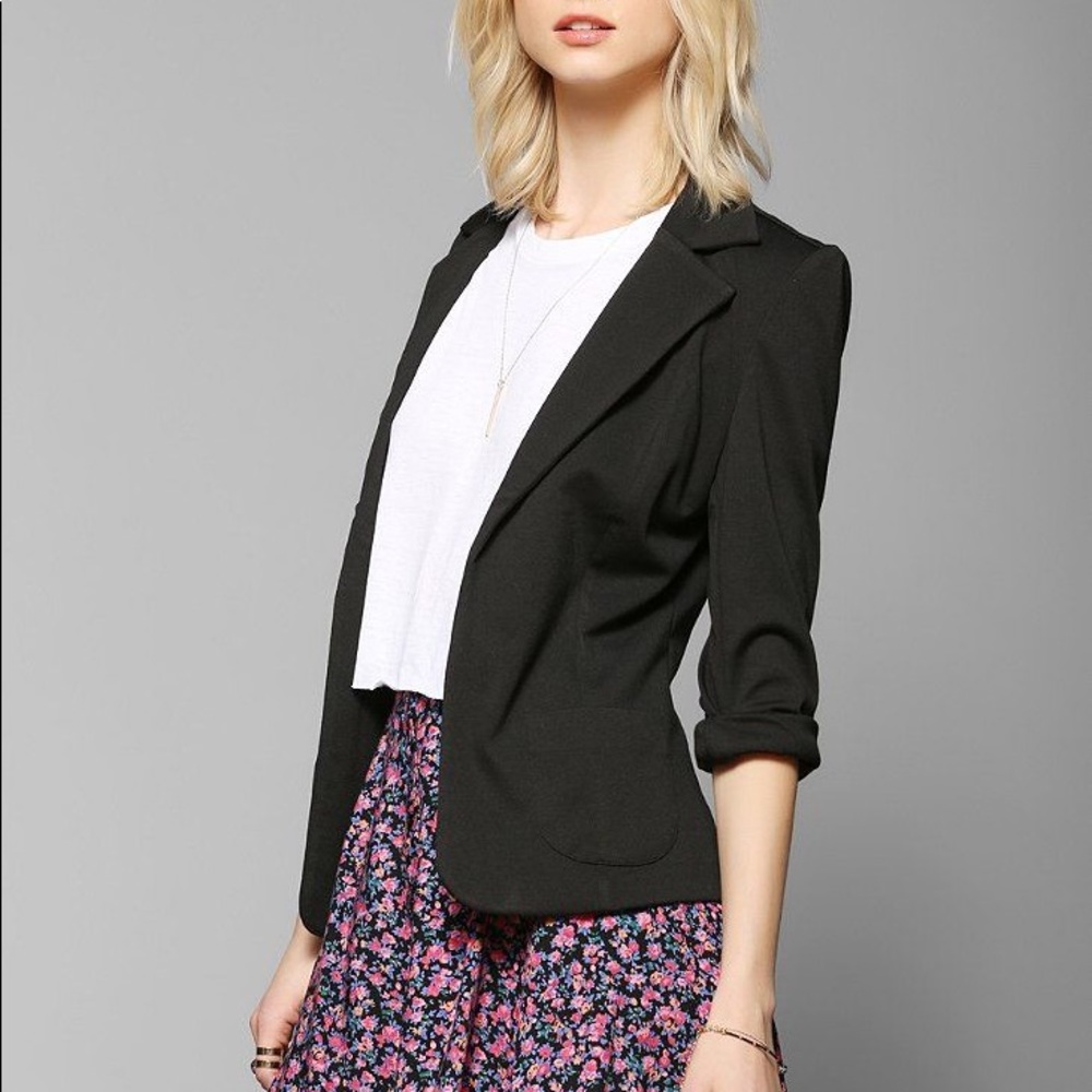 UO Sparkle and Fade ponte knit blazer - black